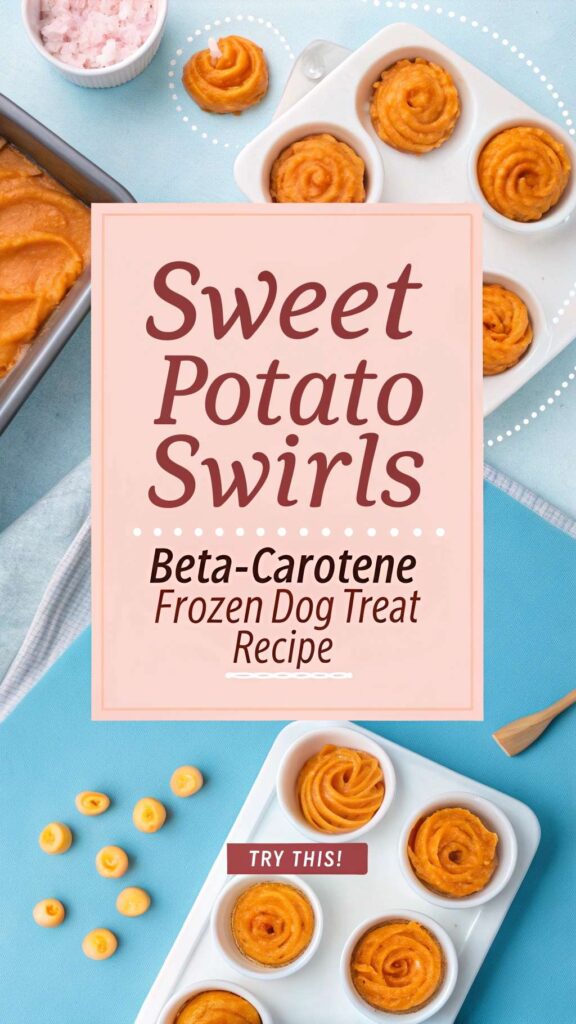 Sweet Potato Swirls Beta Carotene Frozen Dog Treat Recipe pin 1