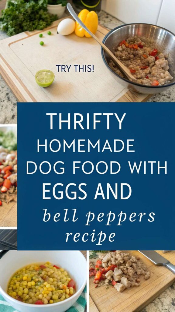 Thrifty Homemade Dog Food with Eggs and Bell Peppers recipe pin 2