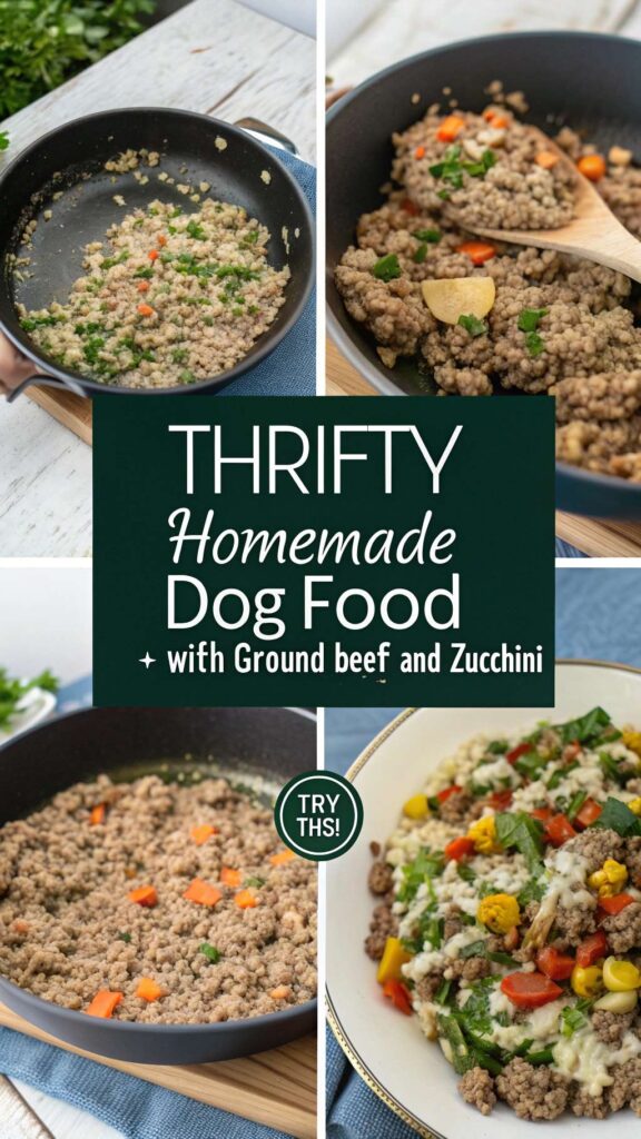 Thrifty Homemade Dog Food with Ground Beef and Zucchini recipe pin 2