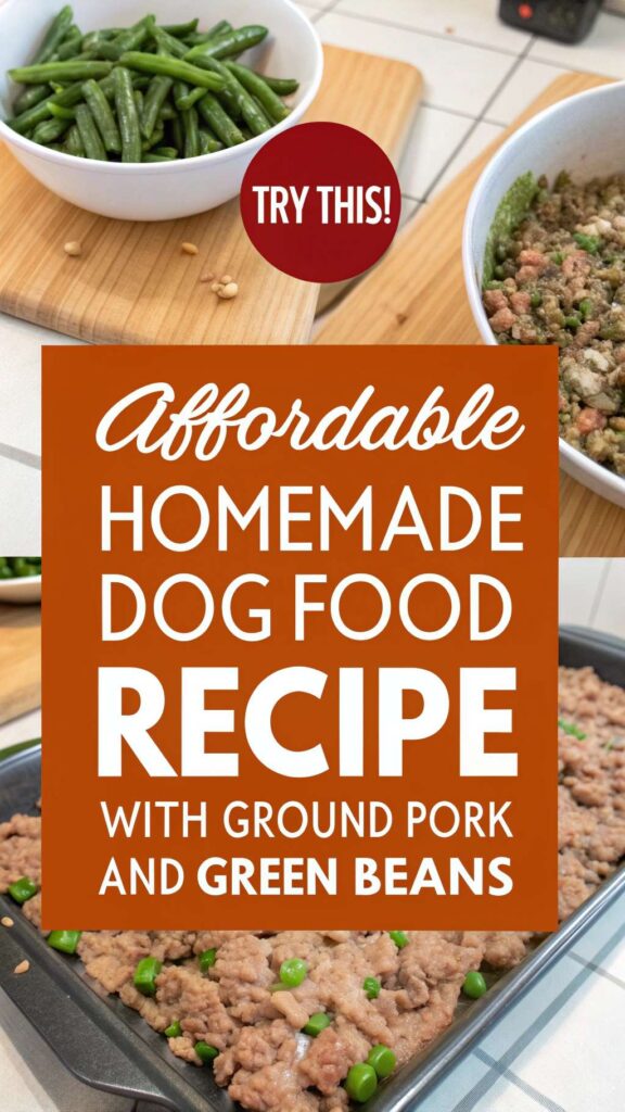 Affordable Homemade Dog Food recipe with Ground Pork and Green Beans pin 2