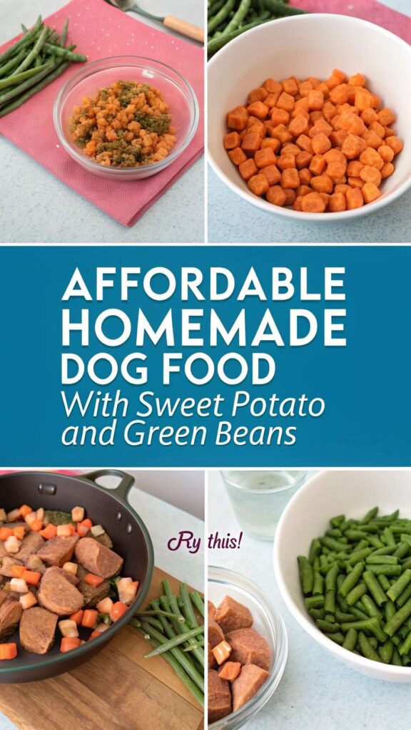 Affordable Homemade Dog Food recipe with Sweet Potato and Green Beans pin 2