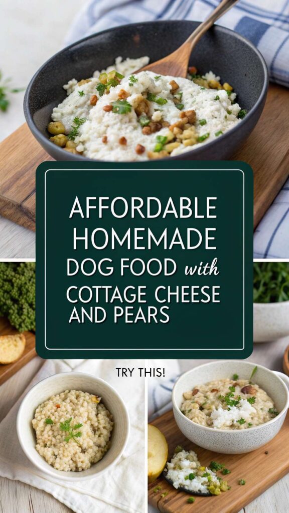 Affordable Homemade Dog Food with Cottage Cheese and Pears recipe pin 2