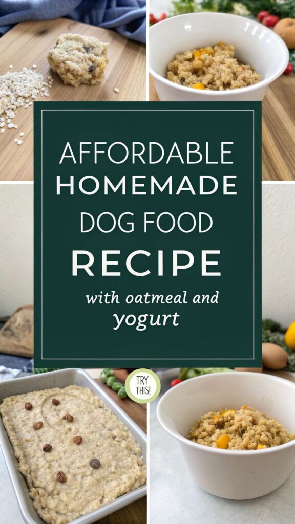 Affordable Homemade Dog Food with Oatmeal and Yogurt recipe pin 2