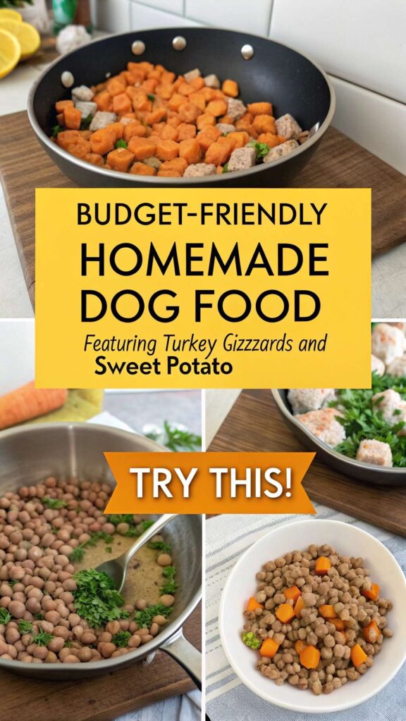 Budget Friendly Homemade Dog Food recipe featuring Turkey Gizzards and Sweet Potato pin 2