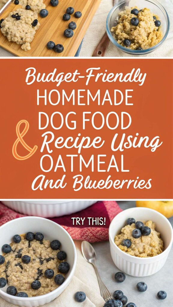 Budget Friendly Homemade Dog Food recipe using Oatmeal and Blueberries pin 2