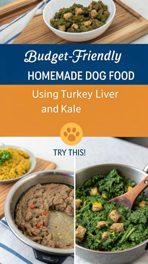 Budget Friendly Homemade Dog Food recipe using Turkey Liver and Kale pin 2
