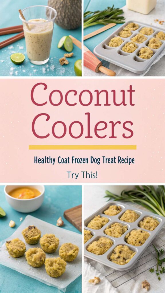 Coconut Coolers Homemade Frozen Dog Treat Recipe For Healthy Coat pin 1