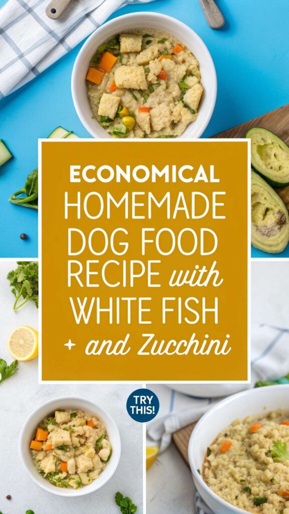 Economical Homemade Dog Food recipe with White Fish and Zucchini pin 1