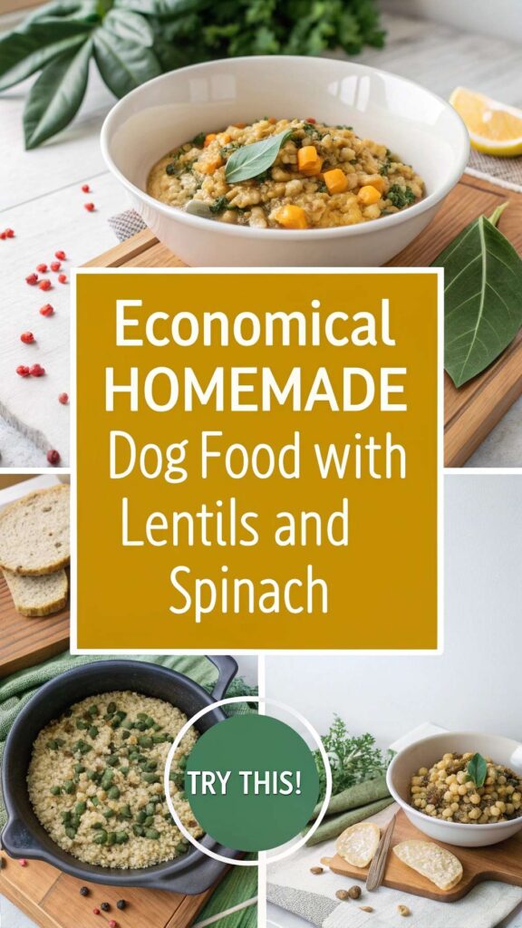 Economical Homemade Dog Food with Lentils and Spinach recipe pin 1 (1)