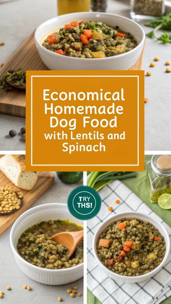 Economical Homemade Dog Food with Lentils and Spinach recipe pin 2