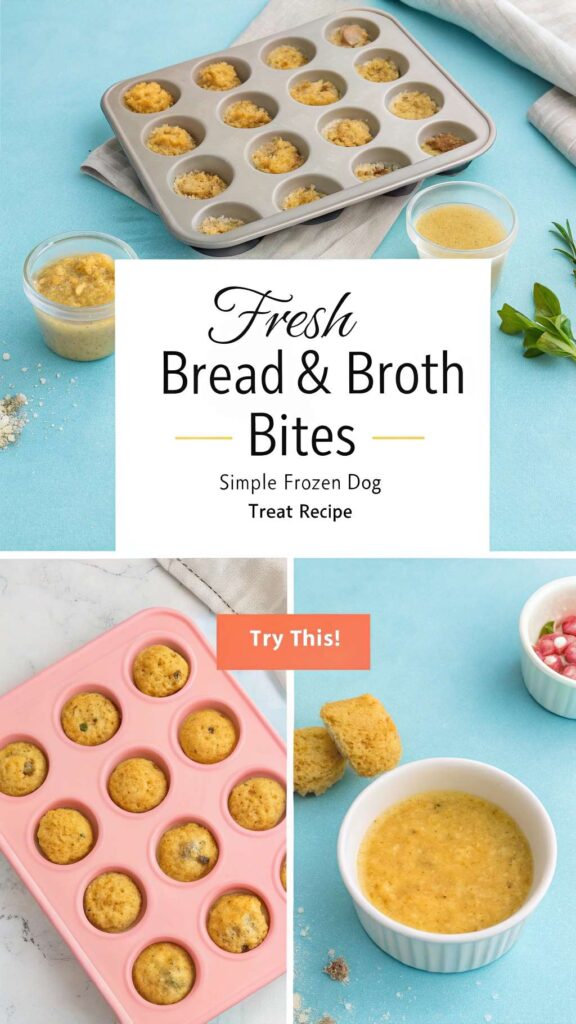 Fresh Bread Broth Bites Simple Frozen Dog Treat Recipe pin 1