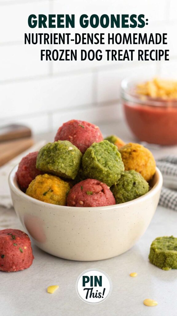 Green Goodness Nutrient Dense Homemade Frozen Dog Treat Recipe pin 2
