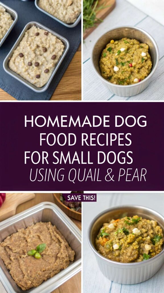 Homemade Dog Food Recipe for Small Dogs Using Quail Pear pin 1