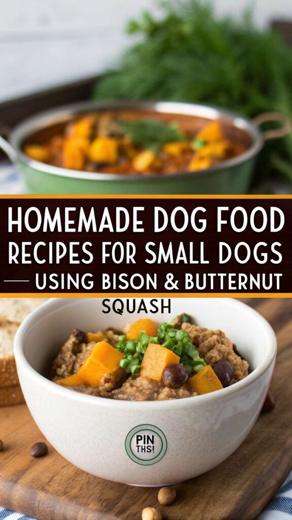 Homemade Dog Food Recipes for Small Dogs Using Bison Butternut Squash pin 1