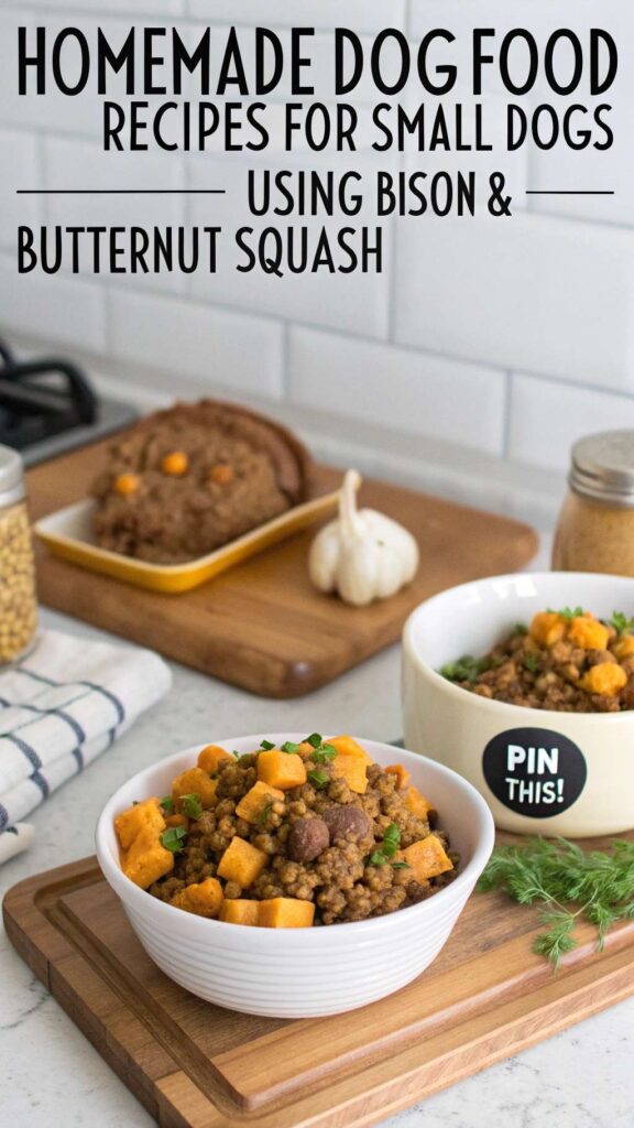 Homemade Dog Food Recipes for Small Dogs Using Bison Butternut Squash pin 2