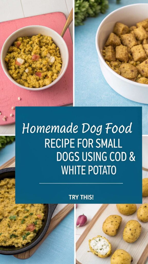 Homemade Dog Food Recipes for Small Dogs Using Cod White Potato pin 1