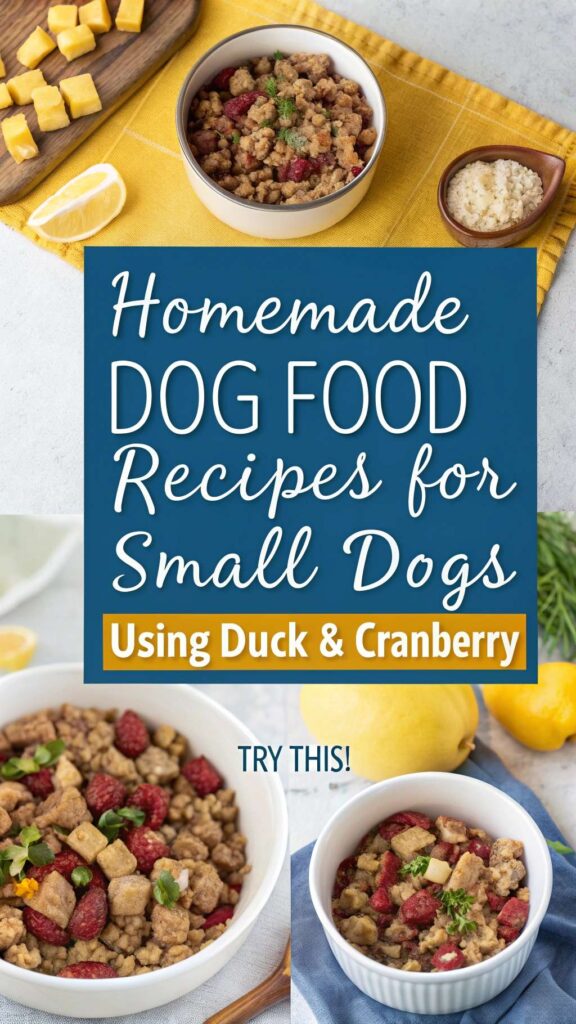 Homemade Dog Food Recipes for Small Dogs Using Duck Cranberry pin 2