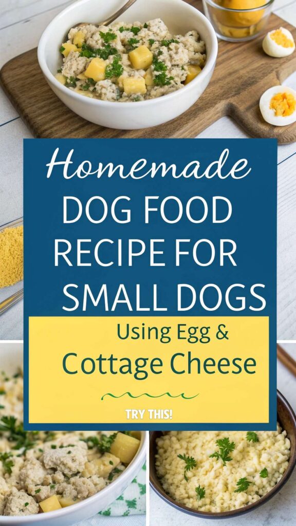Homemade Dog Food Recipes for Small Dogs Using Egg Cottage Cheese pin 1