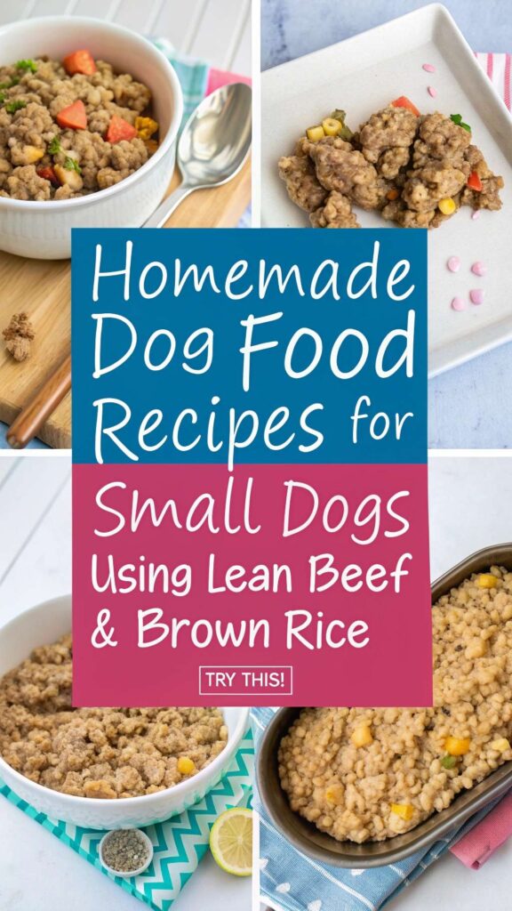 Homemade Dog Food Recipes for Small Dogs Using Lean Beef Brown Rice pin 1