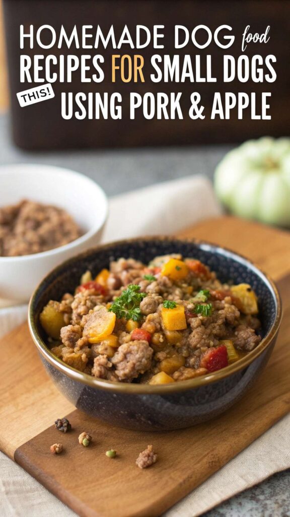 Homemade Dog Food Recipes for Small Dogs Using Pork Apple pin 1