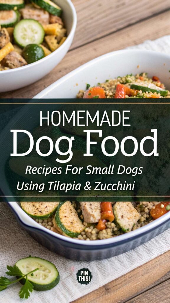 Homemade Dog Food Recipes for Small Dogs Using Tilapia Zucchini pin 1