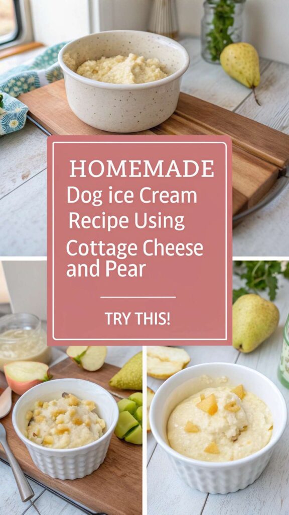 Homemade Dog Ice Cream Recipe Using Cottage Cheese and Pear pin 1