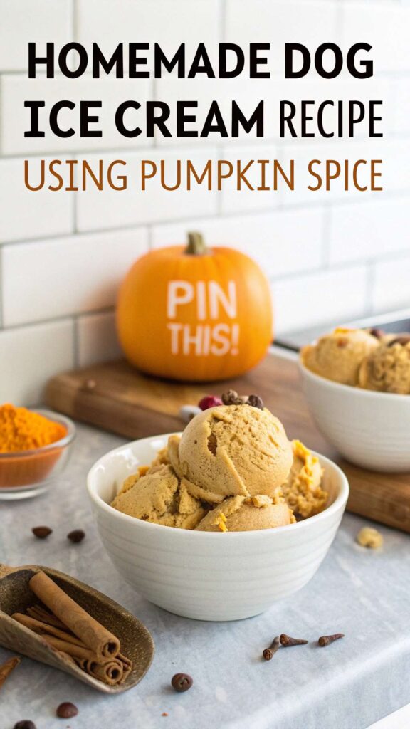 Homemade Dog Ice Cream Recipe Using Pumpkin Spice pin 1