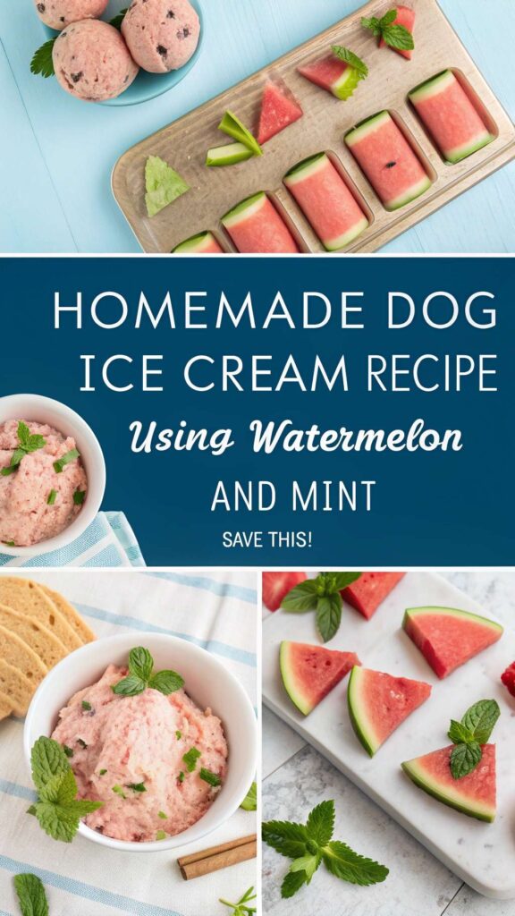 Homemade Dog Ice Cream Recipe Using Watermelon and Mint pin 1