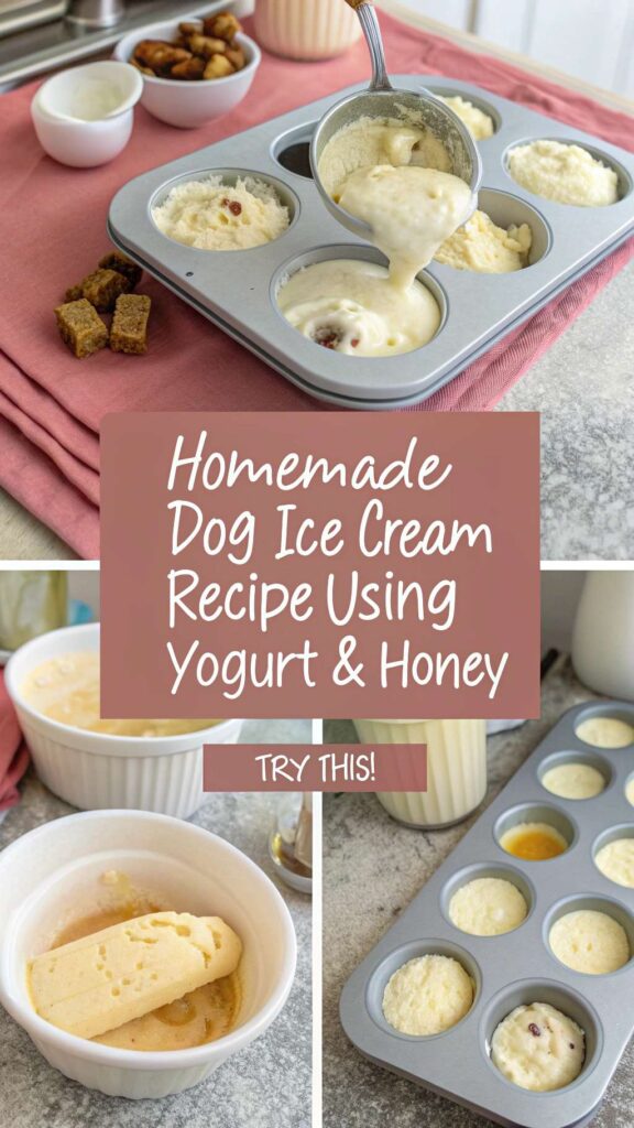 Homemade Dog Ice Cream Recipe Using Yogurt Honey pin 1