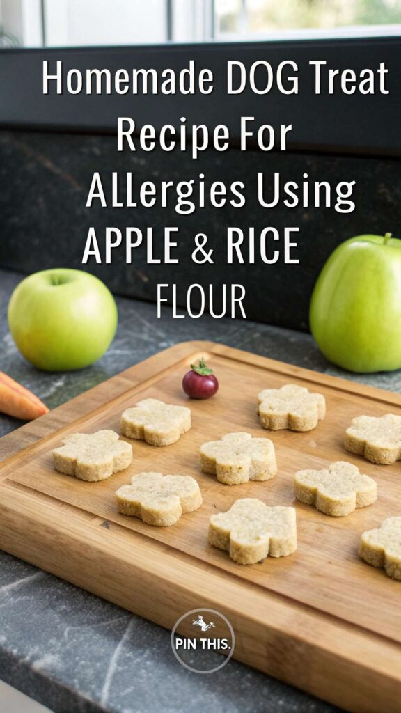 Homemade Dog Treat Recipe for Allergies Using Apple Rice Flour pin 1