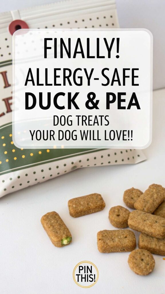 Homemade Dog Treat Recipe for Allergies Using Duck Peas pin 1