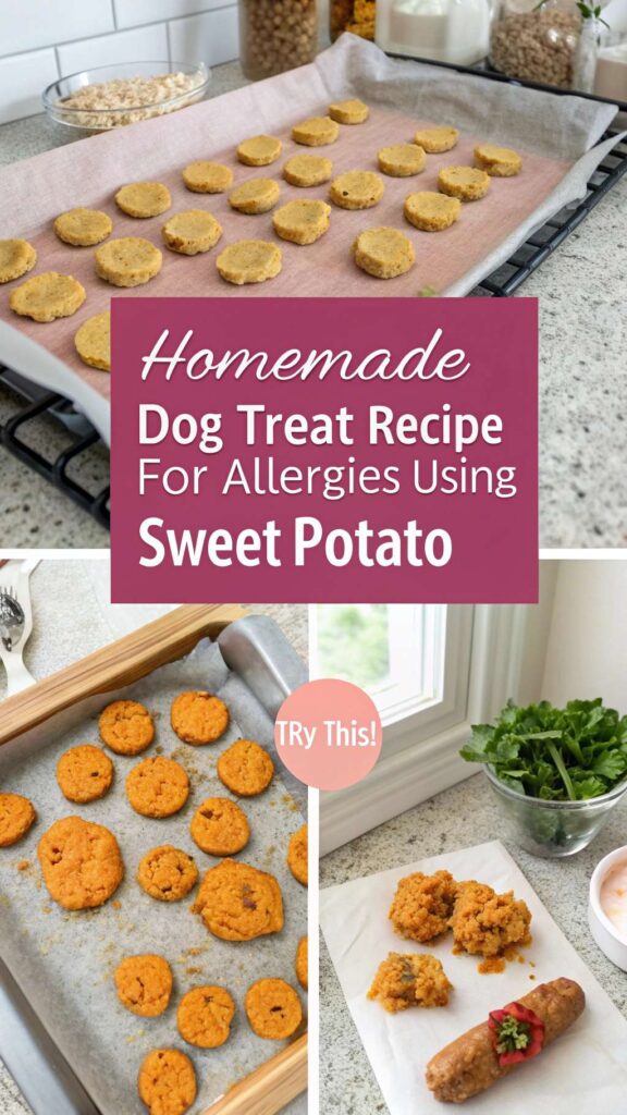 Homemade Dog Treat Recipe for Allergies Using Sweet Potato pin 1