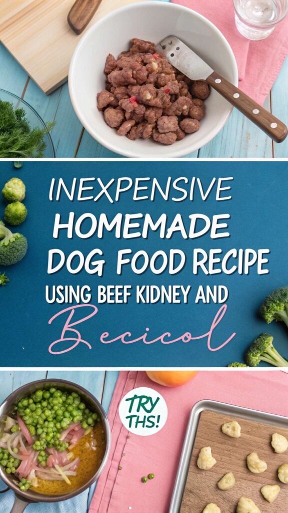 Inexpensive Homemade Dog Food Recipe using Beef Kidney and Broccoli pin 1