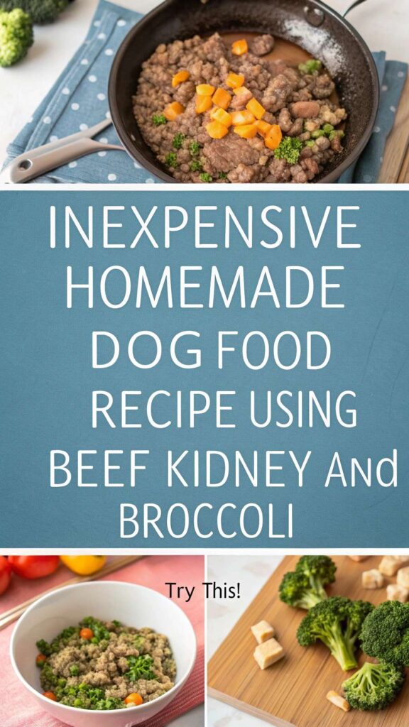 Inexpensive Homemade Dog Food Recipe using Beef Kidney and Broccoli pin 2