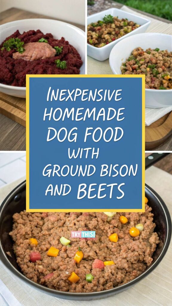 Inexpensive Homemade Dog Food recipe featuring Ground Bison and Beets pin 2