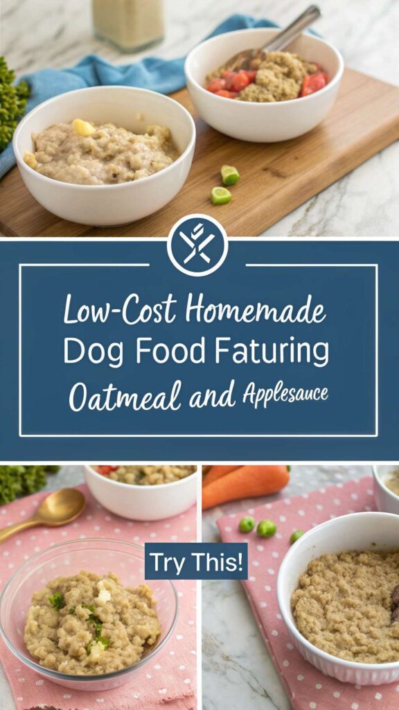 Low Cost Homemade Dog Food recipe featuring Oatmeal and Applesauce pin 1