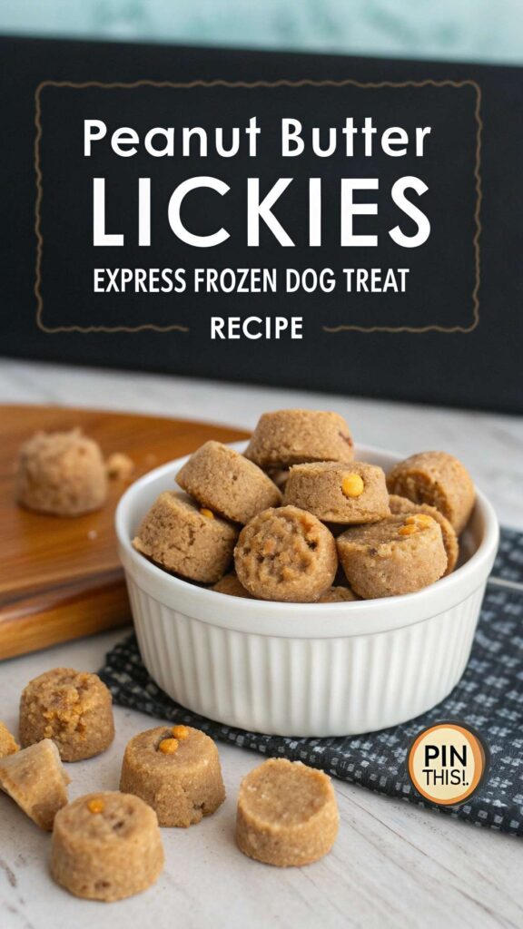 Peanut Butter Lickies Express Frozen Dog Treat Recipe pin 2