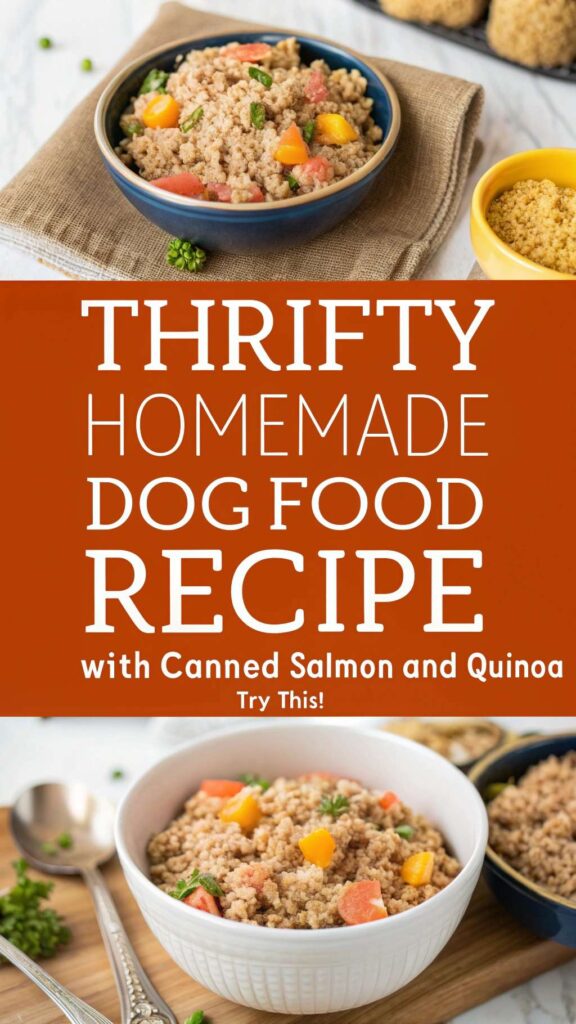 Thrifty Homemade Dog Food with Canned Salmon and Quinoa pin 2