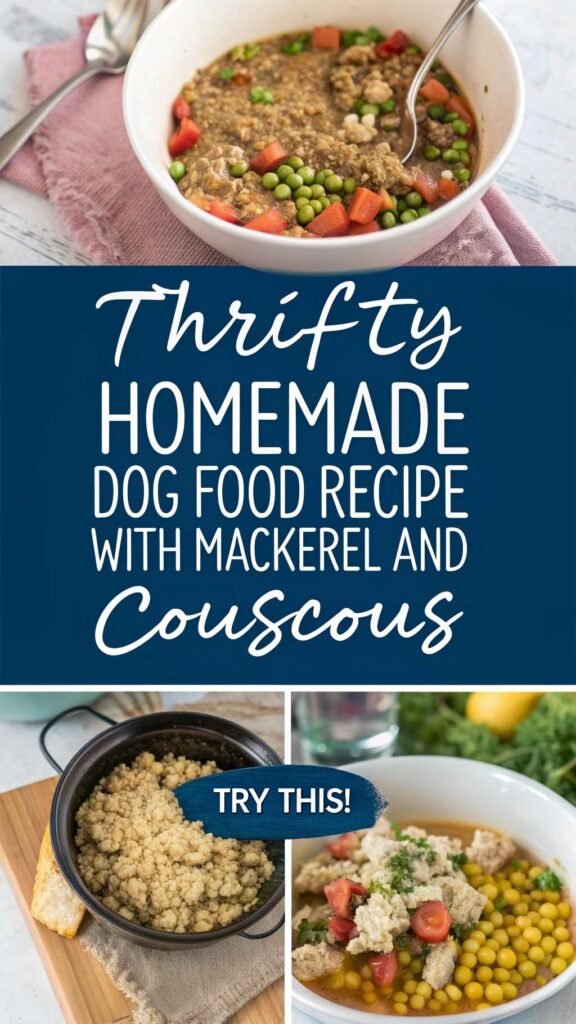 Thrifty Homemade Dog Food with Mackerel in water and Couscous pin 1