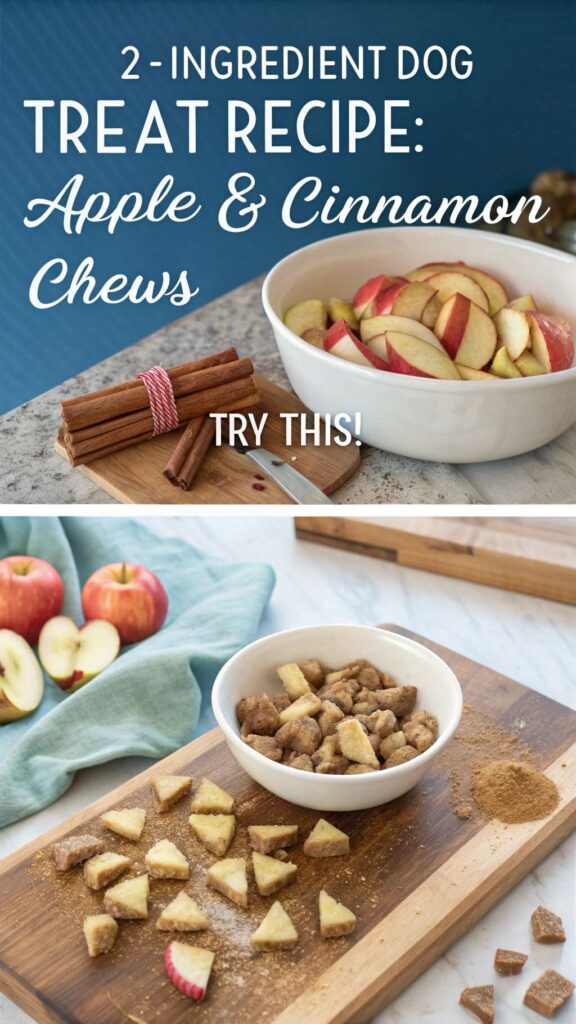 2 Ingredient Dog Treat Recipe Apple Cinnamon Chews pin 1