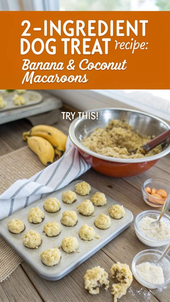 2 Ingredient Dog Treat Recipe Banana Coconut Macaroons pin 1