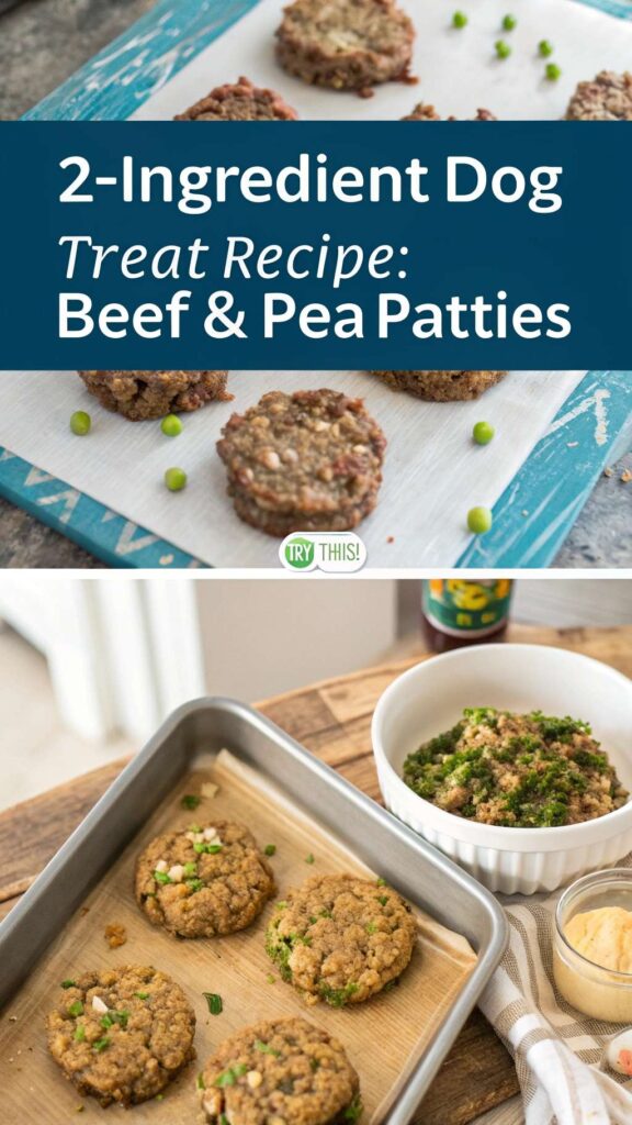 2 Ingredient Dog Treat Recipe Beef Pea Patties pin 1