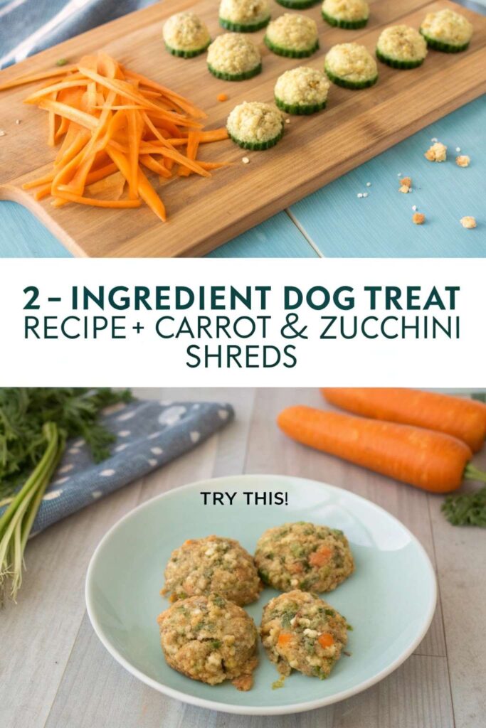 2 Ingredient Dog Treat Recipe Carrot Zucchini Shreds pin 1