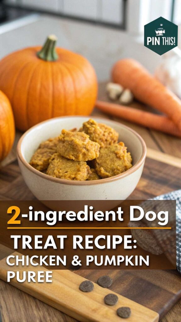 2 Ingredient Dog Treat Recipe Chicken Pumpkin Puree pin 2