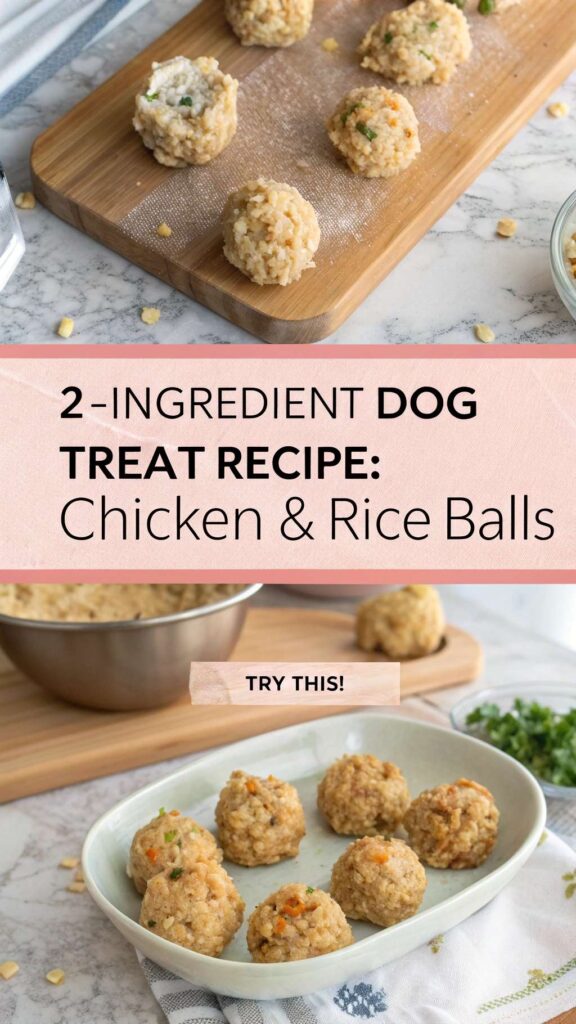 2 Ingredient Dog Treat Recipe Chicken Rice Balls pin 1