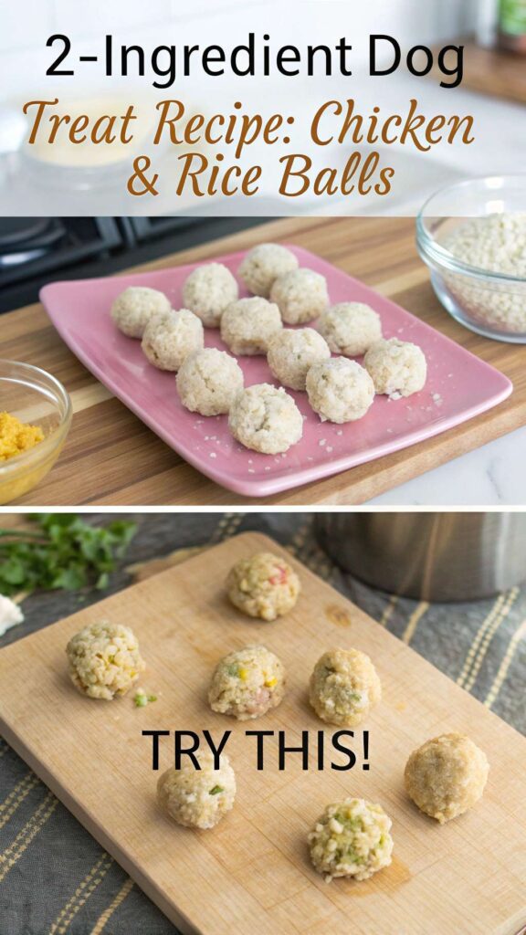 2 Ingredient Dog Treat Recipe Chicken Rice Balls pin 2