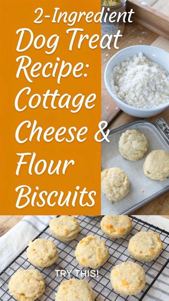 2 Ingredient Dog Treat Recipe Cottage Cheese Flour Biscuits pin 1