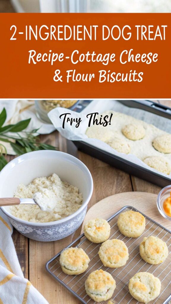 2 Ingredient Dog Treat Recipe Cottage Cheese Flour Biscuits pin 2