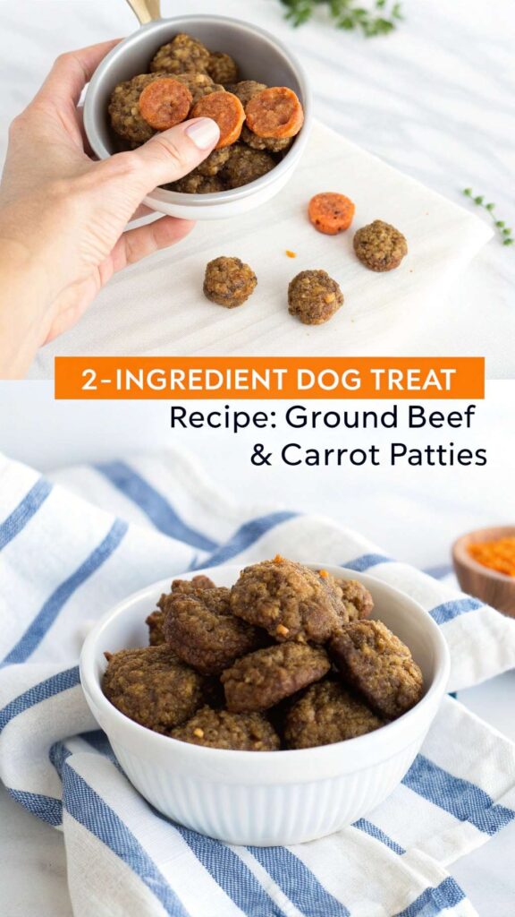 2 Ingredient Dog Treat Recipe Ground Beef Carrot Patties pin 1