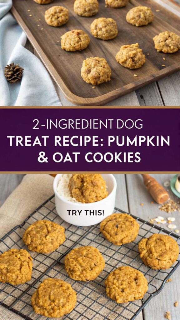 2 Ingredient Dog Treat Recipe Pumpkin Oat Cookies pin 1